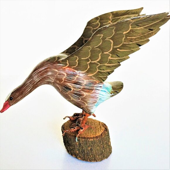 HAND CARVED long neck Goose + HAND PAINTED - Picture 2 of 8